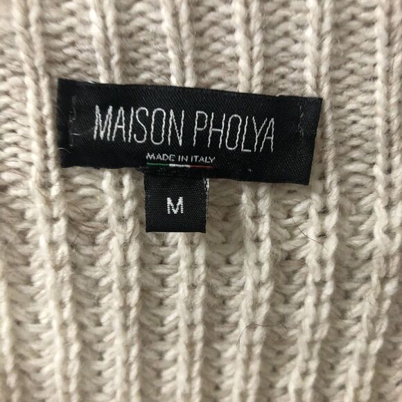 Maison Pholya Women’s crewneck size Medium sweater Beige Wool Blend sweater - Picture 4 of 4